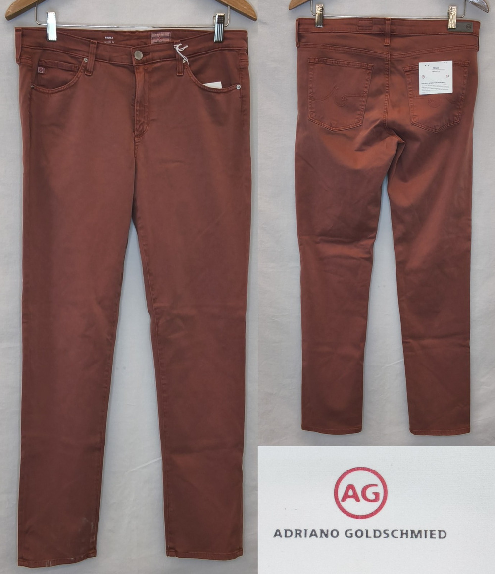 AG Adriano Goldschmied Cigarette Leg Jeans Women's 31 Red Stretch NWT #W5723